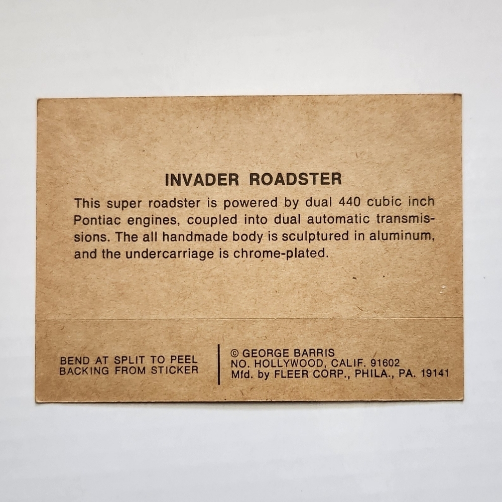 🚀 Vintage 1970 Fleer GEORGE BARRIS Kustom City Sticker - INVADER ROADSTER 👽 - Picture 4 of 9